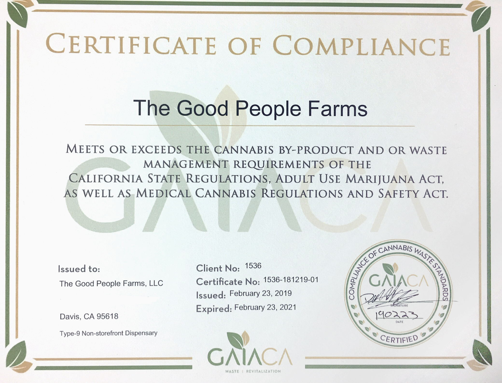 Certificate of Compliance